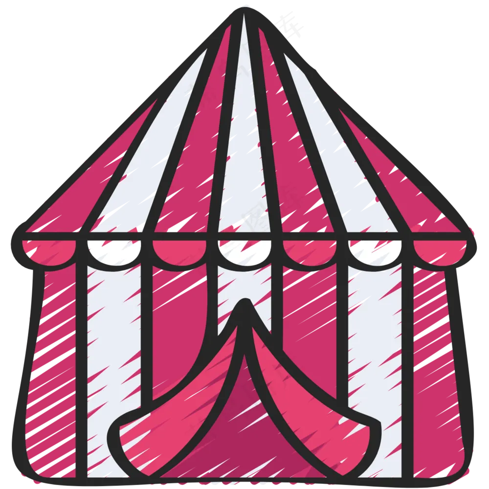 马戏团帐篷 铅笔手绘图标icon