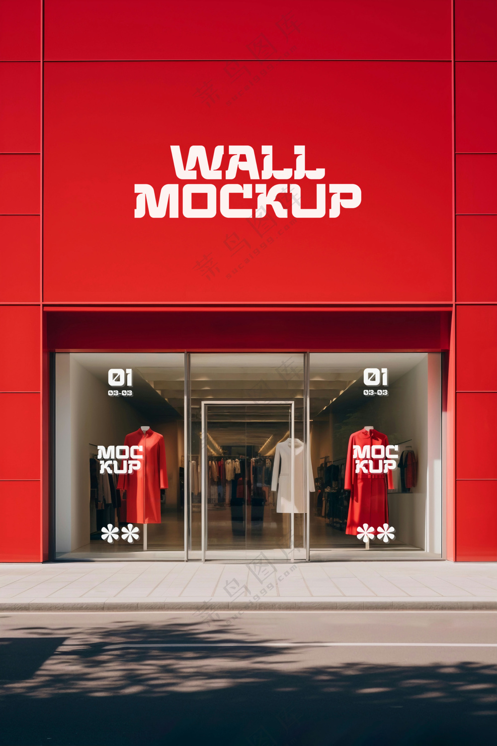 商场超市外墙门店门头招牌贴图海报店铺店招橱窗logo样机-23