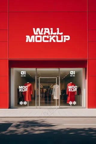 商场超市外墙门店门头招牌贴图海报店铺店招橱窗logo样机-23