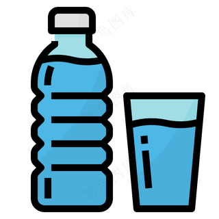 矿泉水 清水 冰水 线性彩色图标