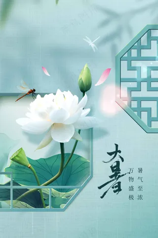 复古简约大暑节气传统活动海报