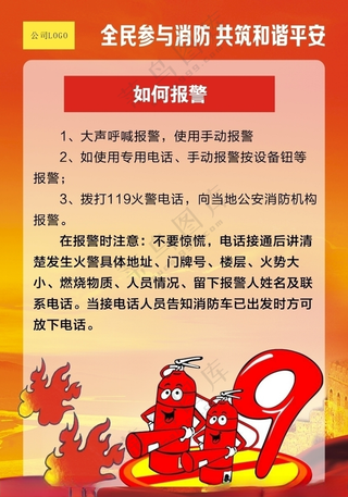 消防如何报警消防月119消防日海报