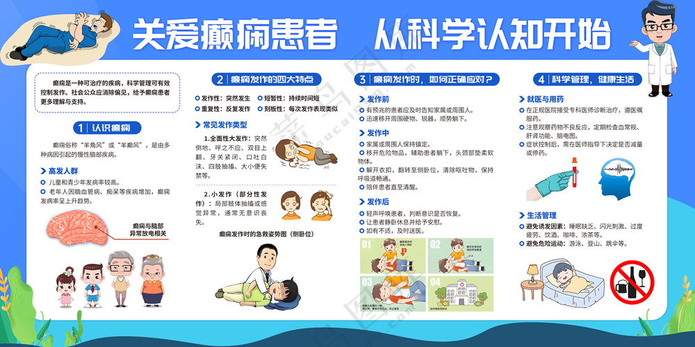 关注癫痫守护健康宣传栏展板
