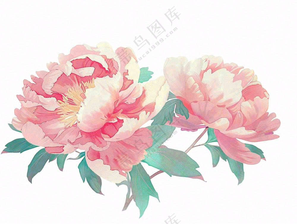 牡丹花朵国花插画免抠