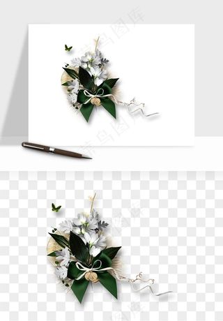 复古花卉相框欧式png免抠