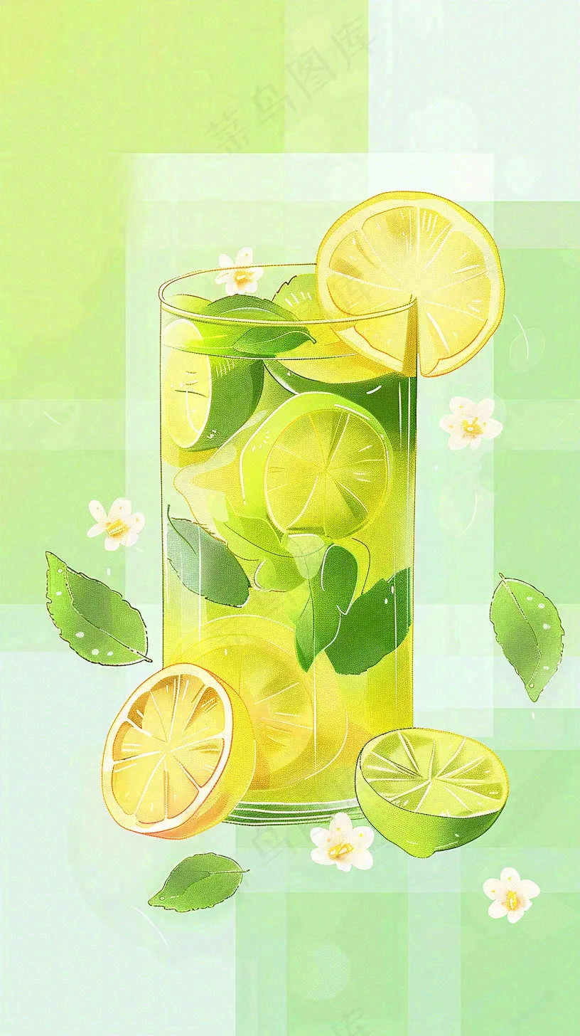夏日饮品饮料清凉背景