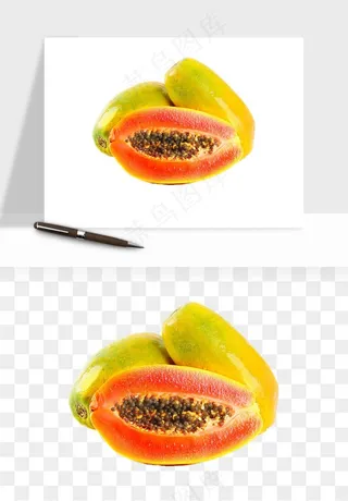 木瓜水果png免抠