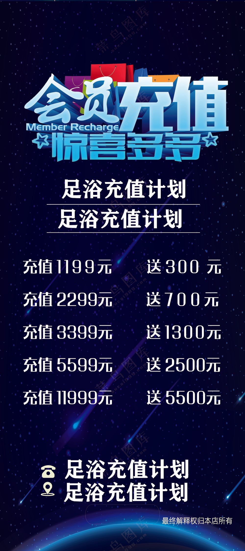 充值海报  充值展架  展架  宾馆酒店展架 蓝色底板 蓝色