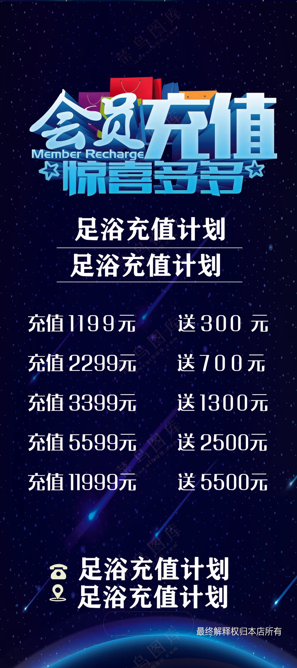 充值海报  充值展架  展架  宾馆酒店展架 蓝色底板 蓝色