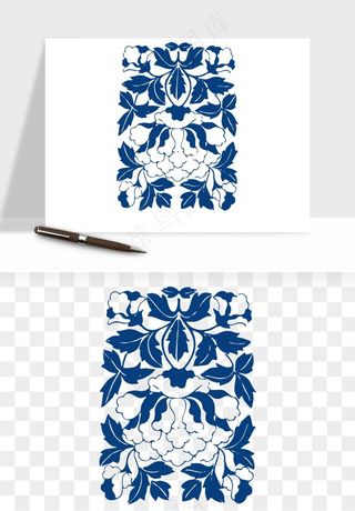 青花瓷花纹花卉图案png免抠