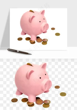 存钱罐理财金猪png免抠