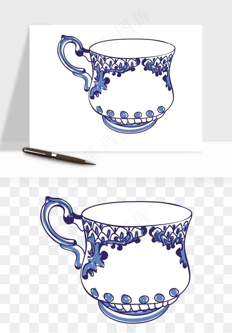 青花瓷陶瓷png免抠