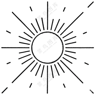 太阳黑白简笔画春分免扣图