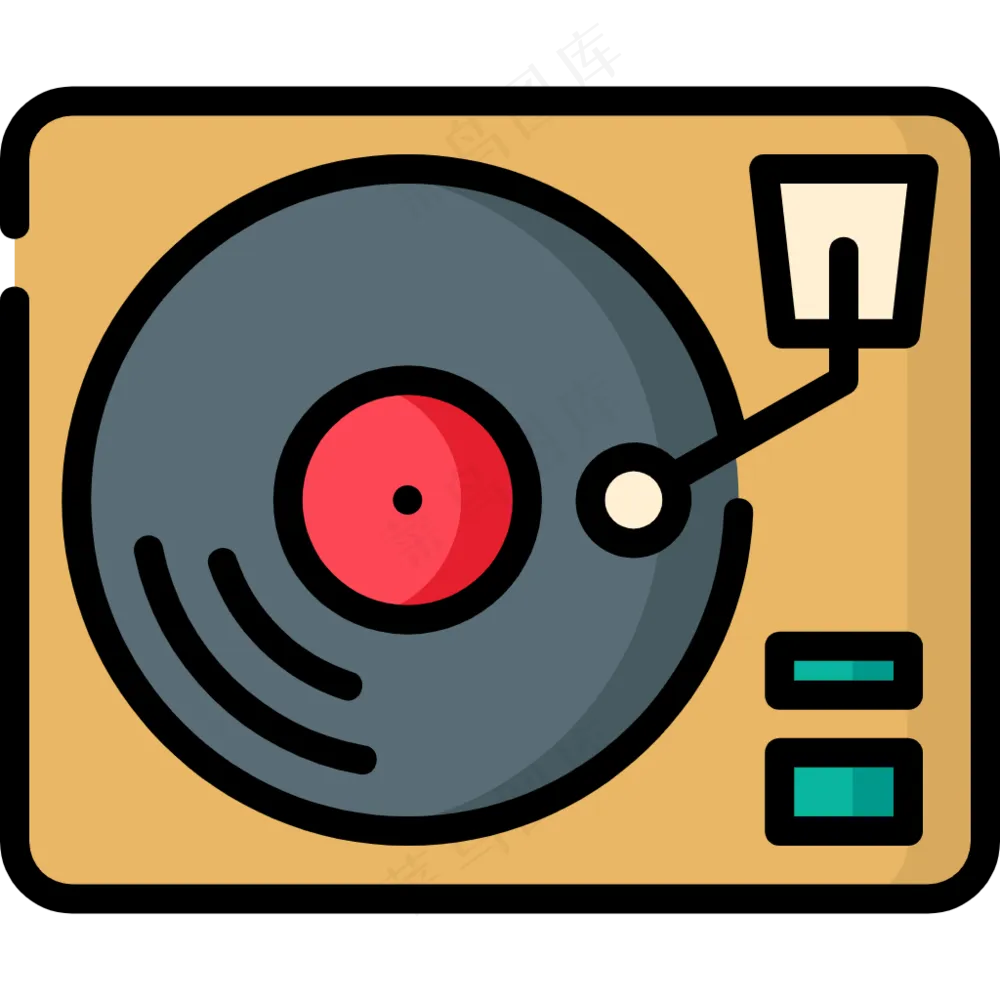 留声机 gramophone  乐器 线性彩色图标
