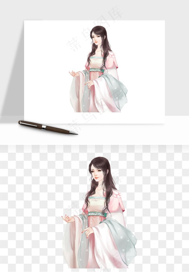 古风美人女子背影png免抠