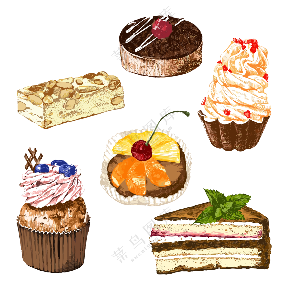 手绘蛋糕甜品