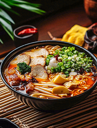 红烧面香辣小面美食摄影图