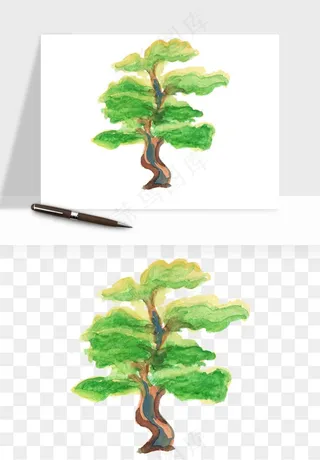 水彩手绘树木png免抠