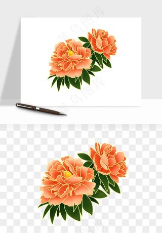 手绘国潮牡丹花花卉图案png免抠