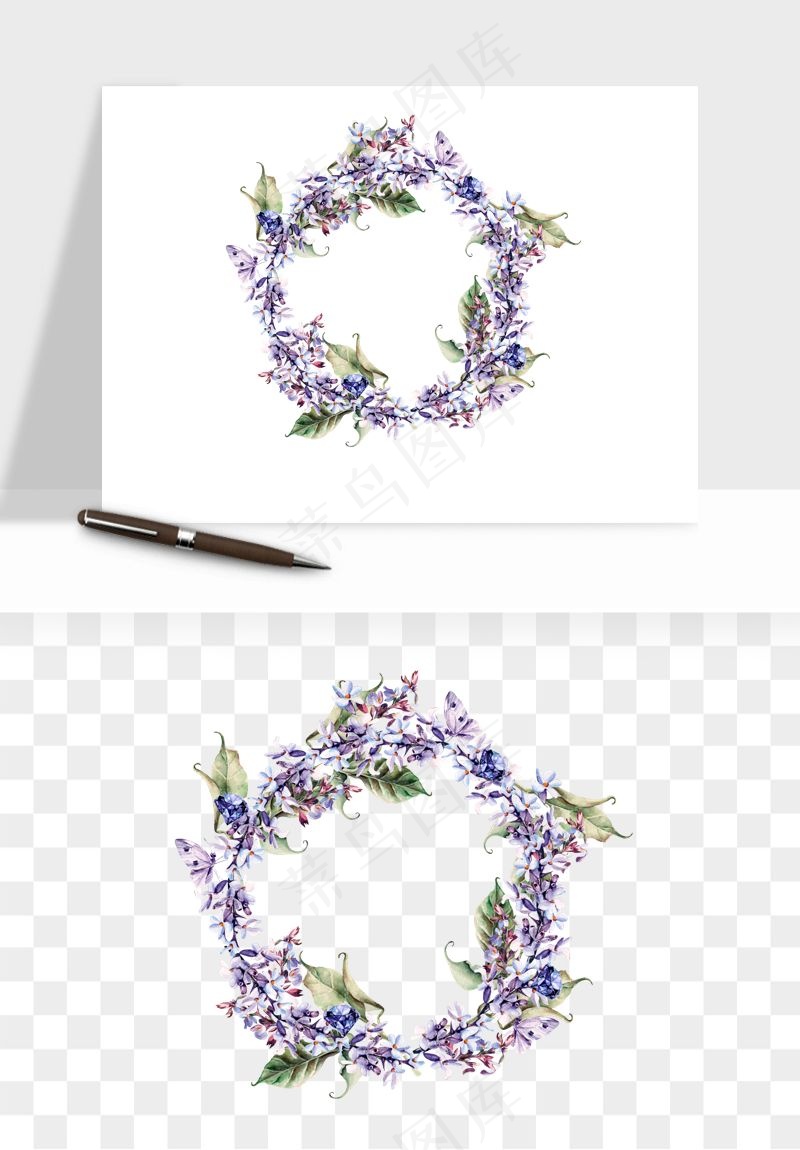 水彩复古花卉png免抠