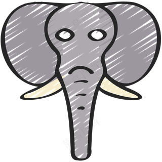 大象头像 铅笔手绘图标icon