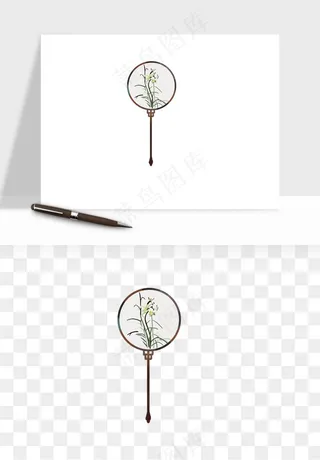 古风扇子元素png免抠