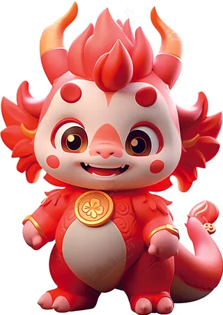 卡通红色龙