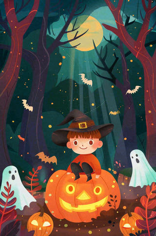 万圣节南瓜灯捣蛋恐怖背景