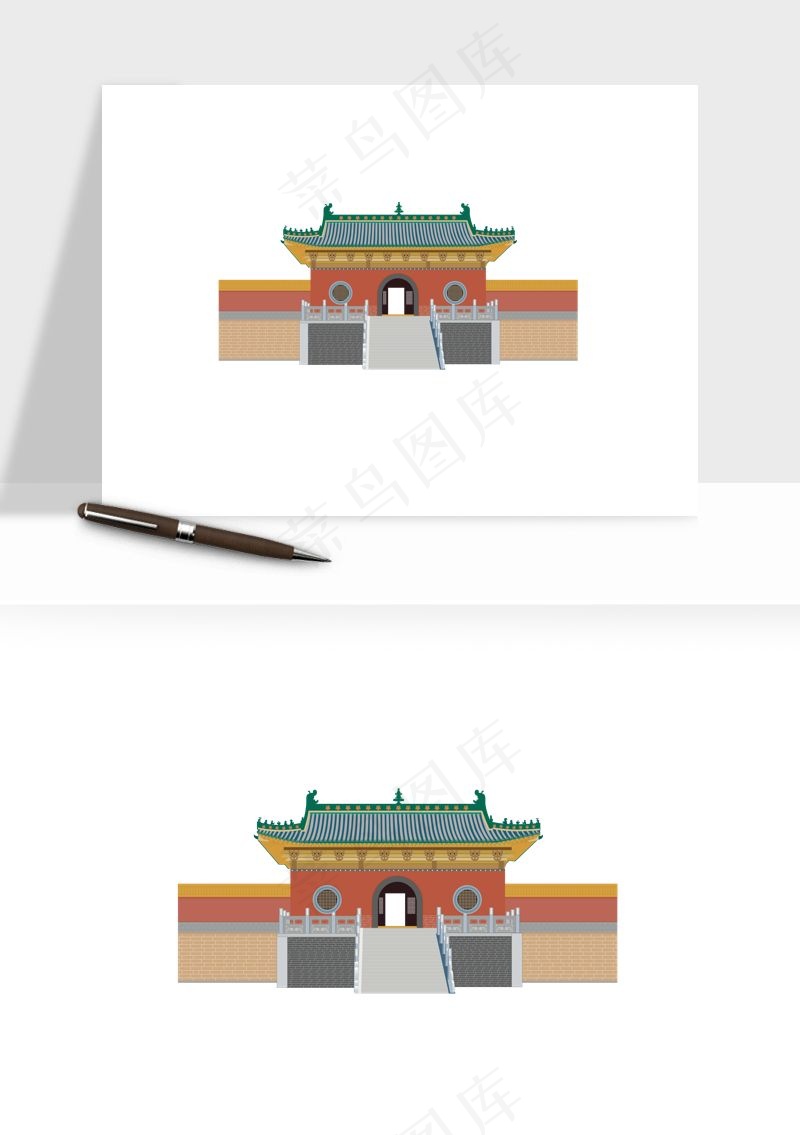 国潮风古建筑古楼古塔鼓楼ai,png免抠图