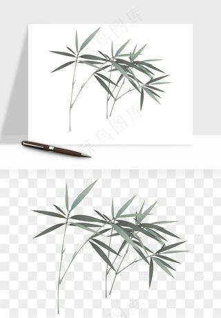 手绘竹子竹叶png免抠