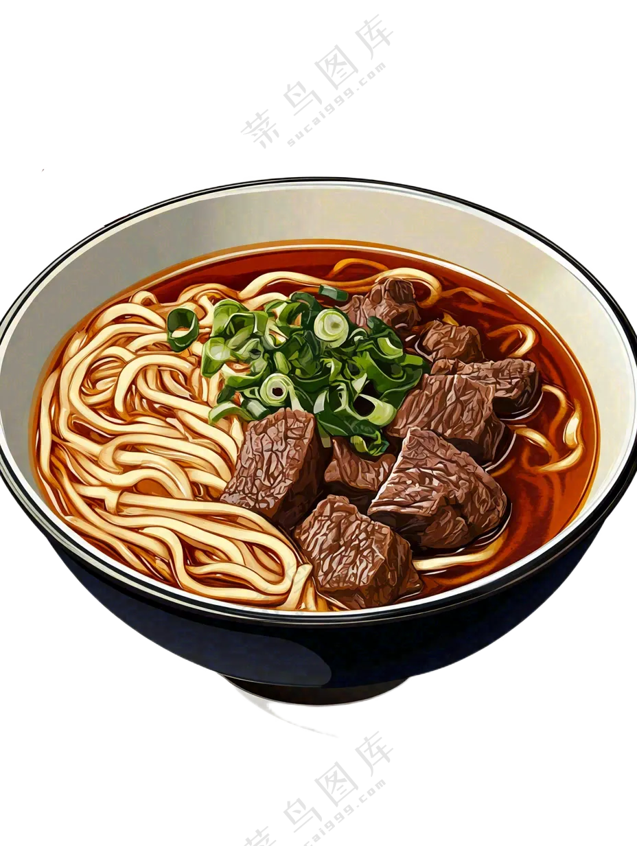 拉面红烧牛肉兰州拉面美食插画免抠