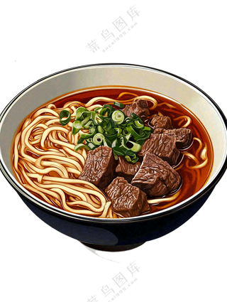 拉面红烧牛肉兰州拉面美食插画免抠