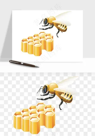 卡通蜜蜂采蜜png免抠