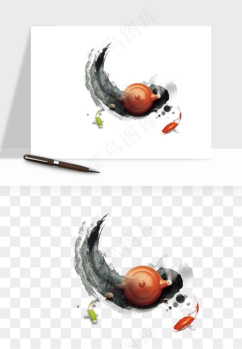 中国风茶壶茶几png免抠图