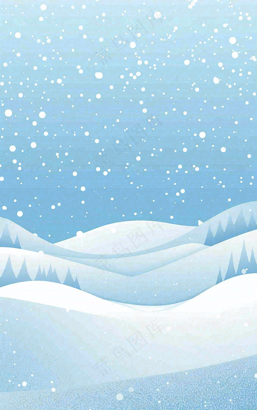 冬天白雪覆盖寒冷唯美雪景小寒插画背景