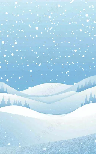冬天白雪覆盖寒冷唯美雪景小寒插画背景
