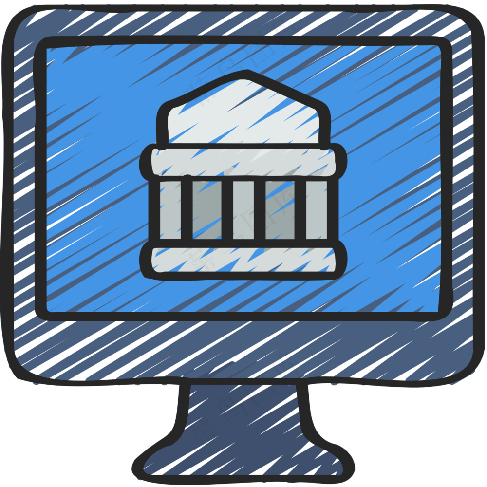 网上银行 在线银行 铅笔手绘图标 icon