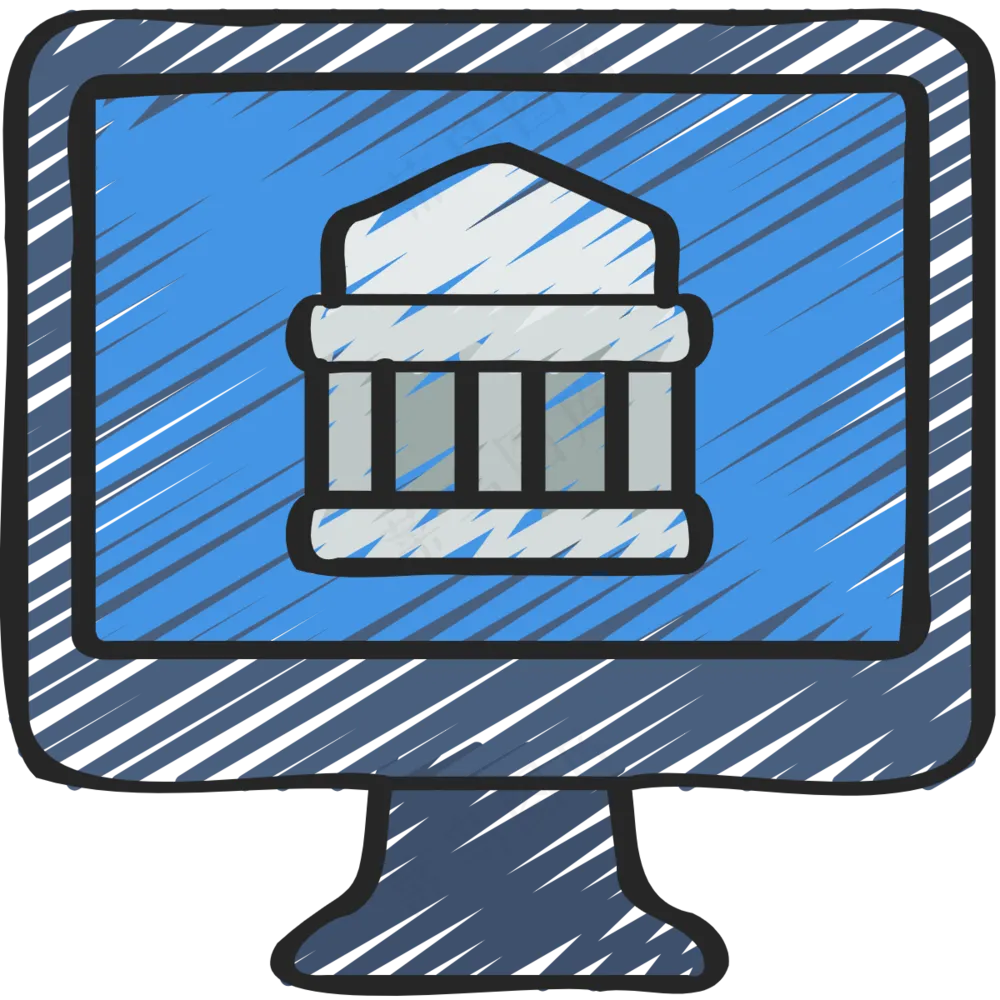 网上银行 在线银行 铅笔手绘图标 icon