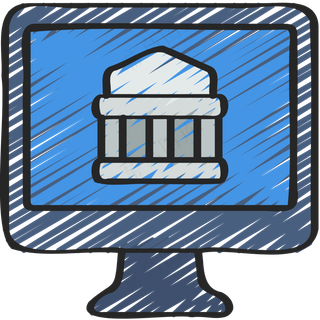 网上银行 在线银行 铅笔手绘图标 icon