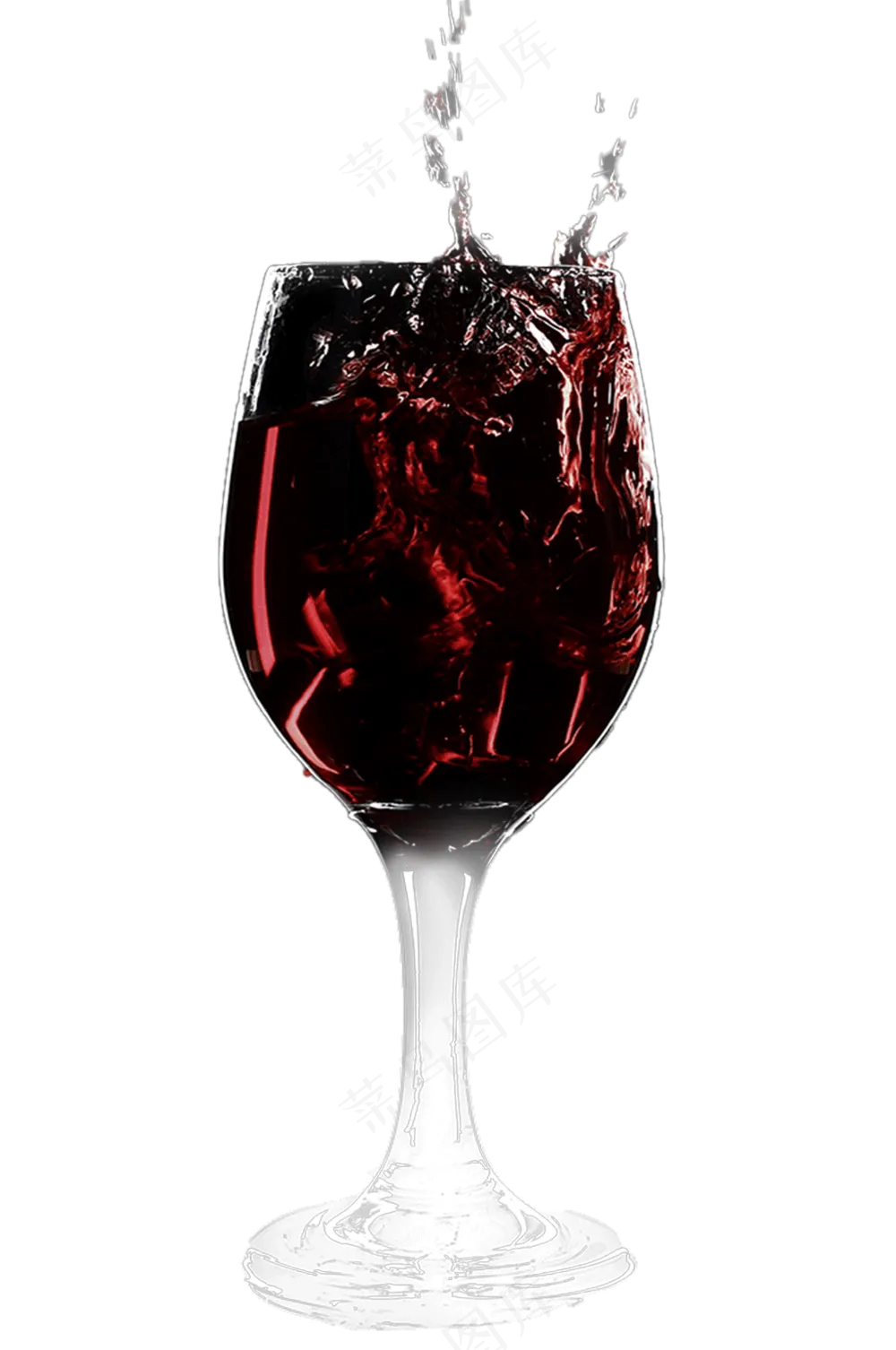 红酒溅起的透明酒杯