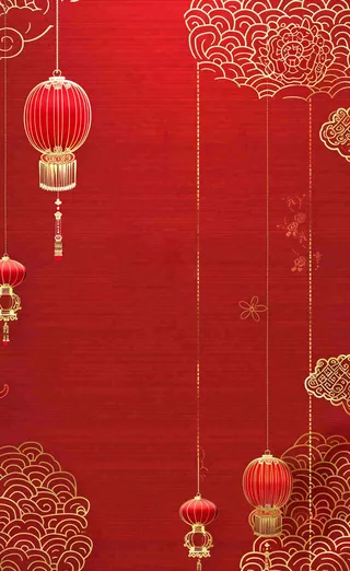红色喜庆新年红灯笼庆祝节日元旦插画背景