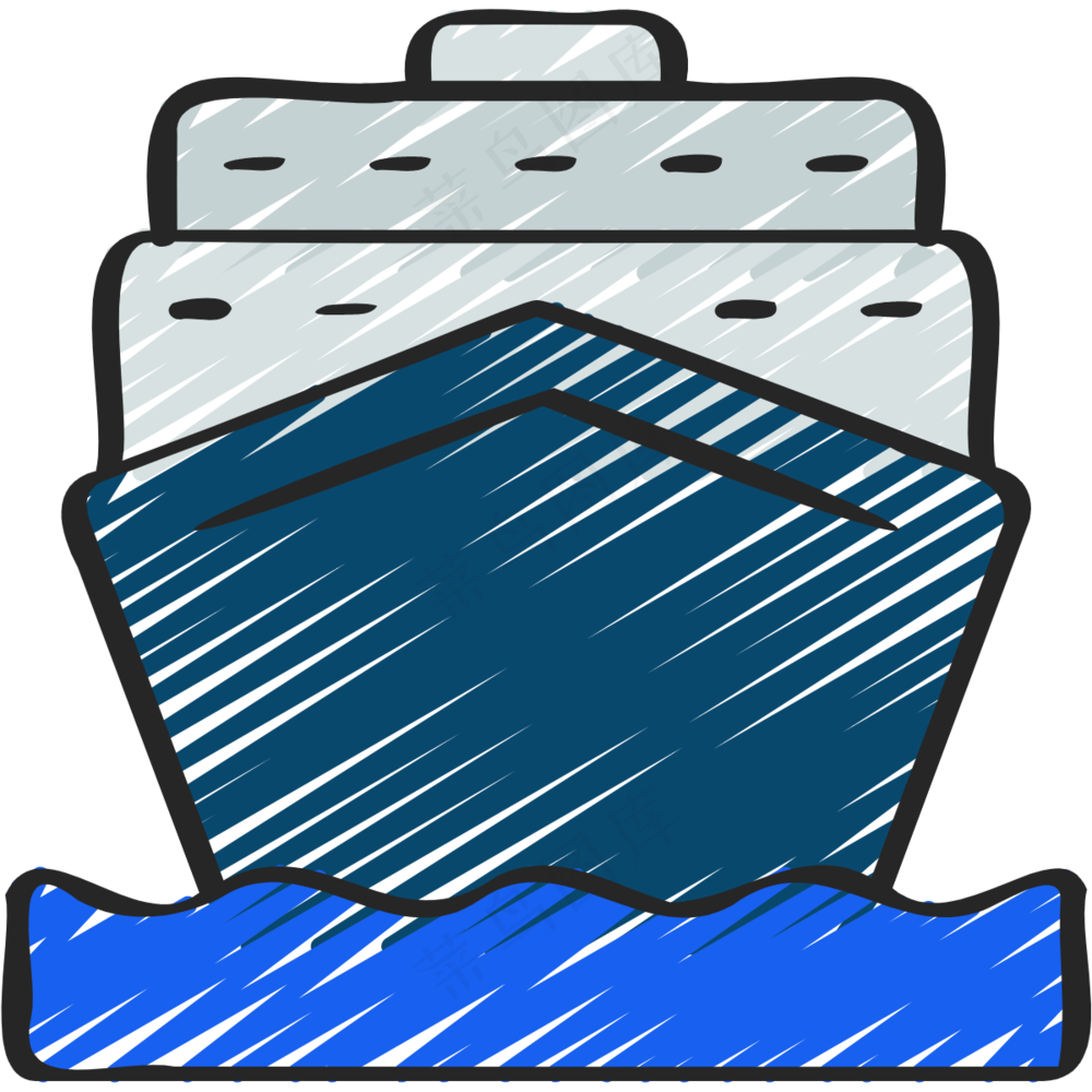 远洋轮船 铅笔手绘图标 icon