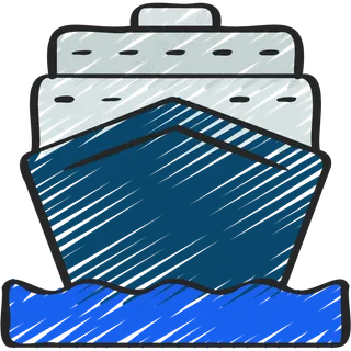 远洋轮船 铅笔手绘图标 icon