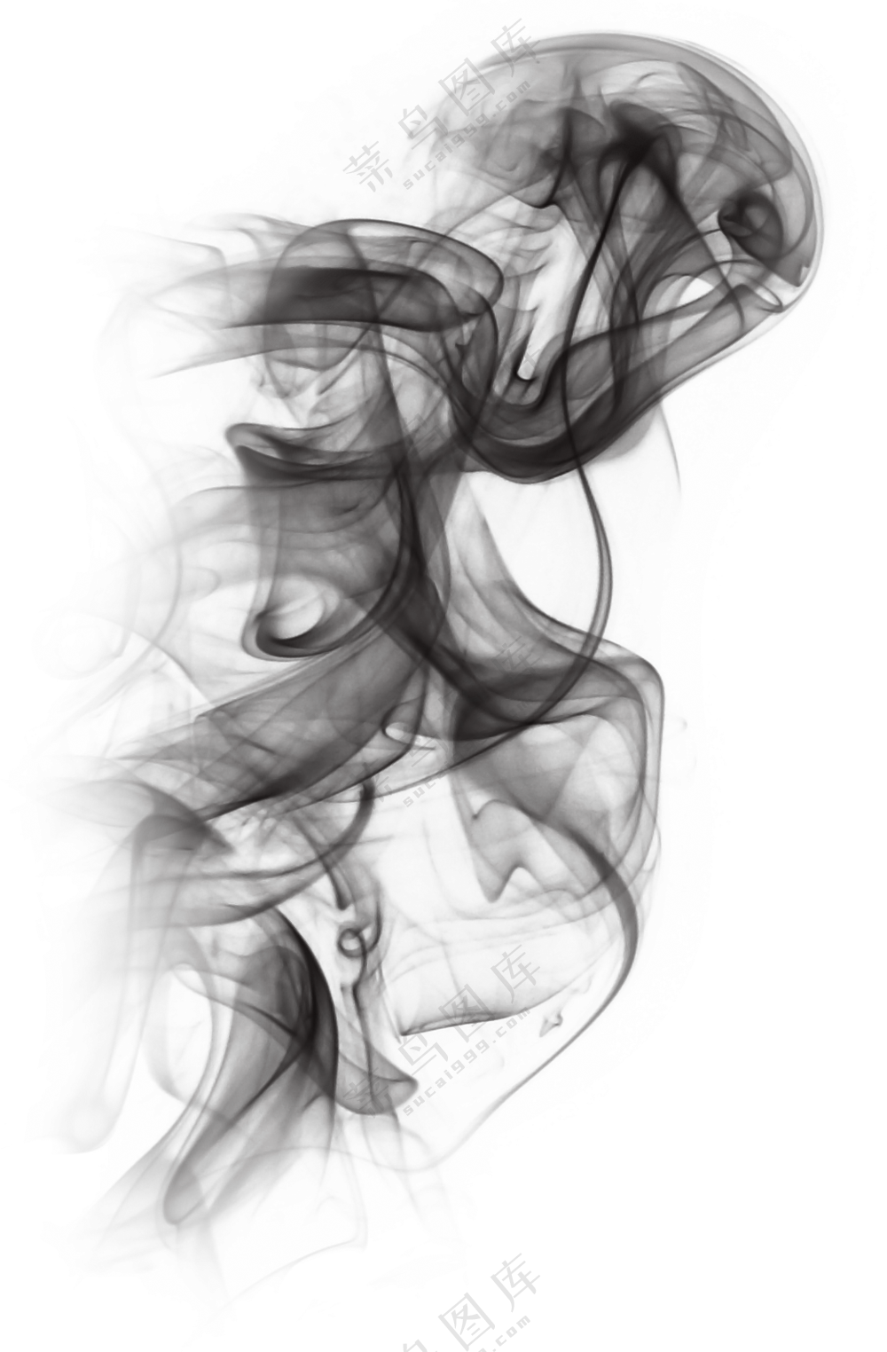 黑色缥缈缭绕烟雾元素免抠图片素材