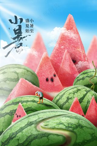 简约插画大暑节气海报