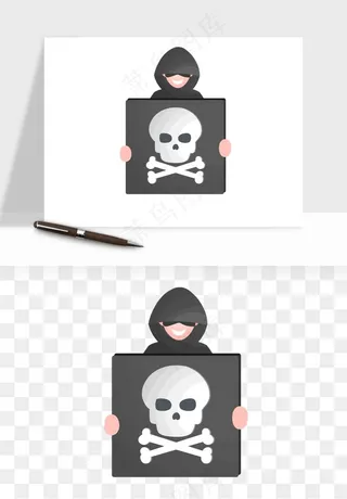 卡通小偷黑客png免抠