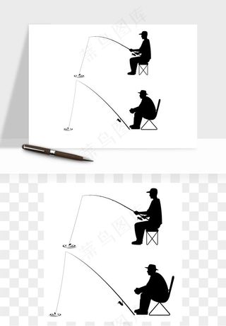 钓鱼人物剪影矢量