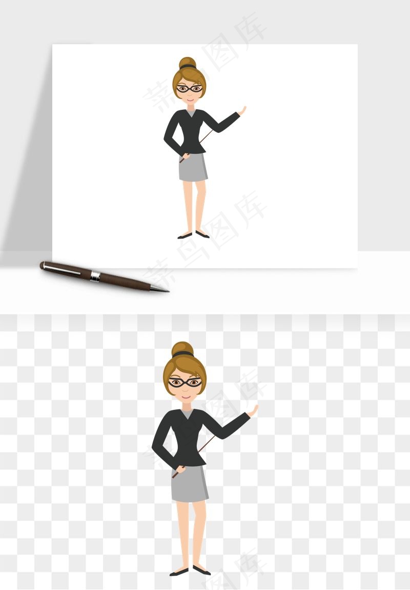 手绘教师讲课png免抠