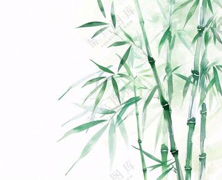 绿竹竹子绿植水墨画插画免抠