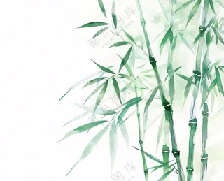 绿竹竹子绿植水墨画插画免抠